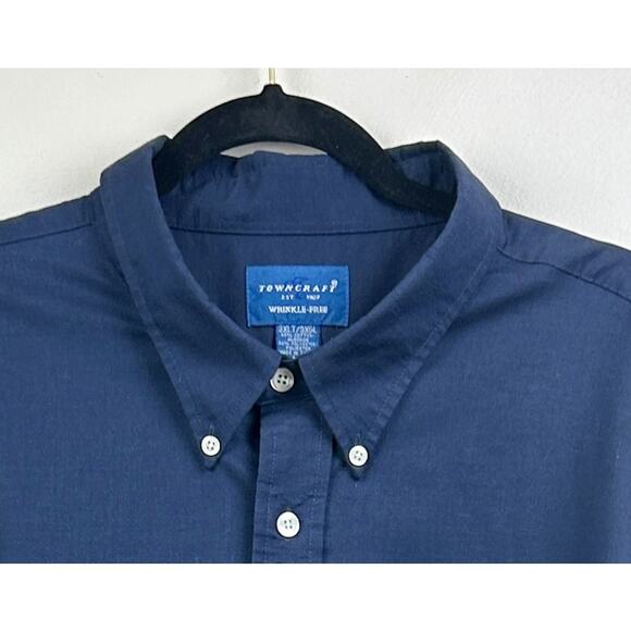 Vintage Towncraft Wrinkle-Free Blue Mens Button-Down Shirt 3XLT - Picture 3 of 3